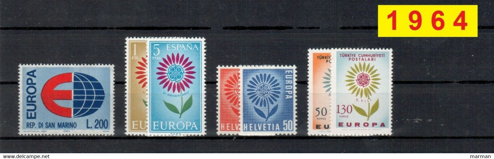 Europa CEPT 1964 Annata COMPLETA 36 Fbolli Nuovi **/MNH - Années Complètes