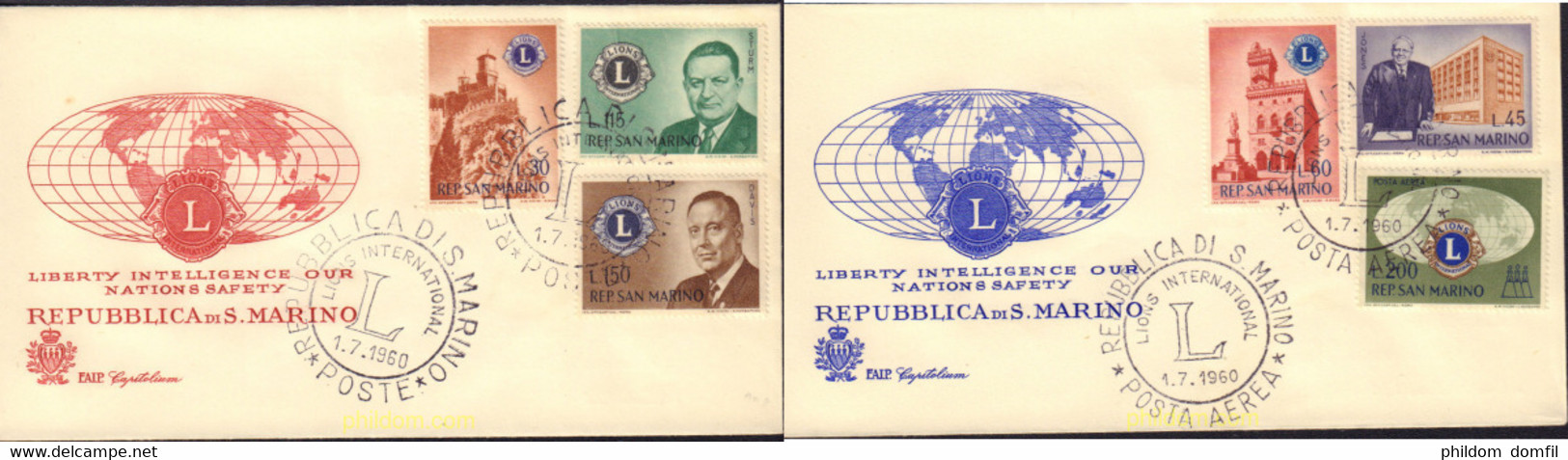 563268 MNH SAN MARINO 1960 FUNDACION DE LA SECCION SAN MARINENSE DE LIONS INTERNACIONAL - Gebruikt