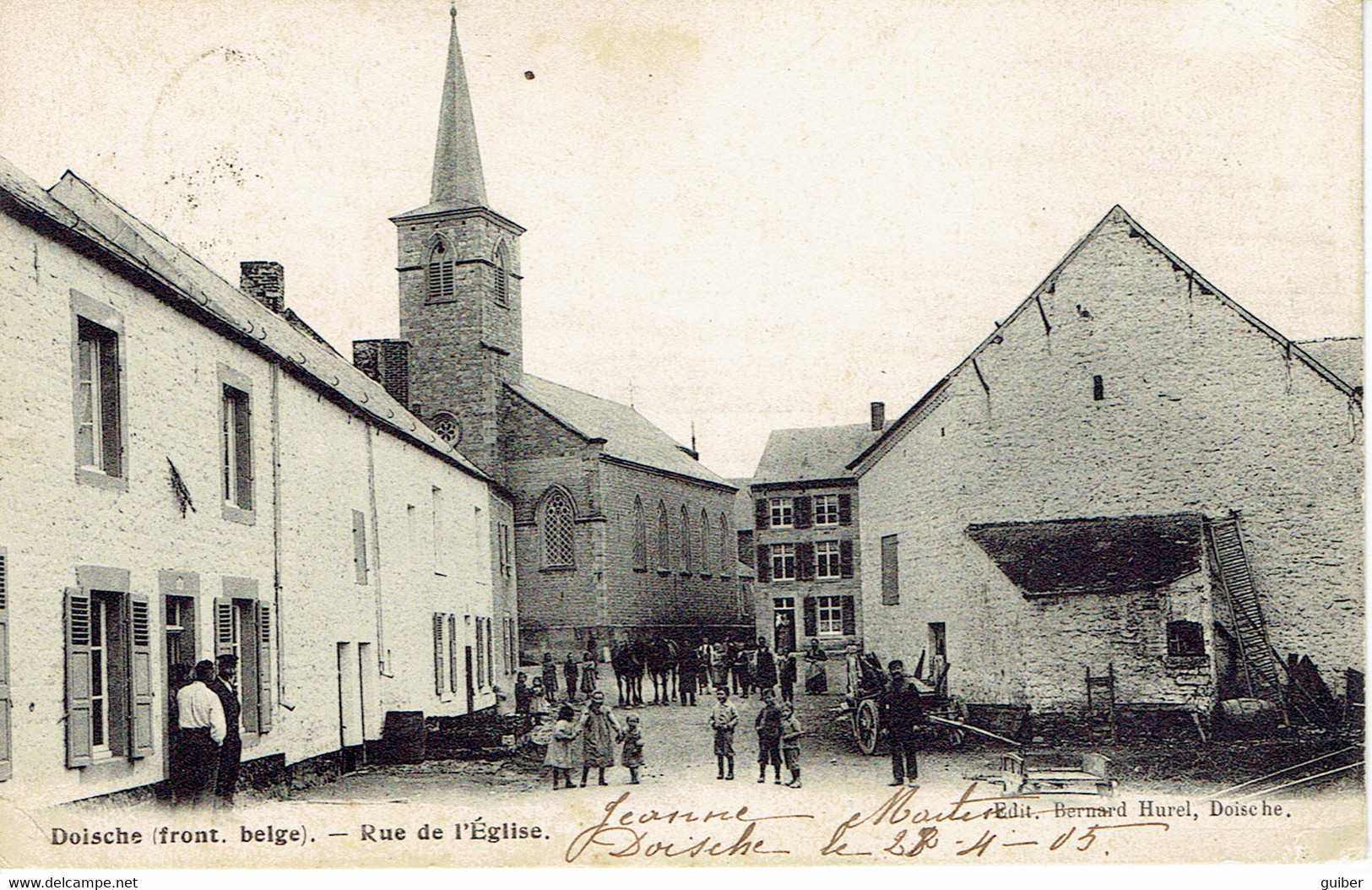 Doische Frontiere  Rue De L'église Edit. Hurel 1905  Animation - Doische