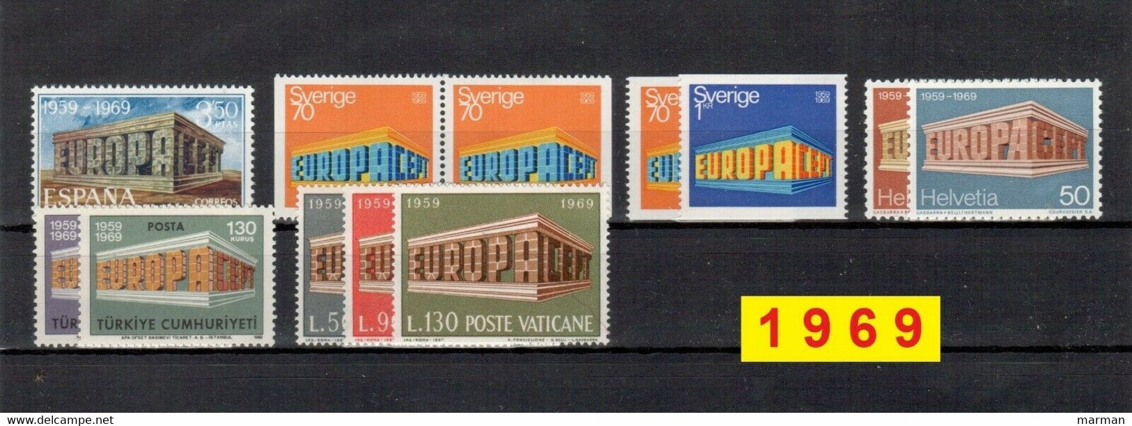 Europa CEPT 1969 Annata COMPLETA 52 Fbolli Nuovi **/MNH - Années Complètes