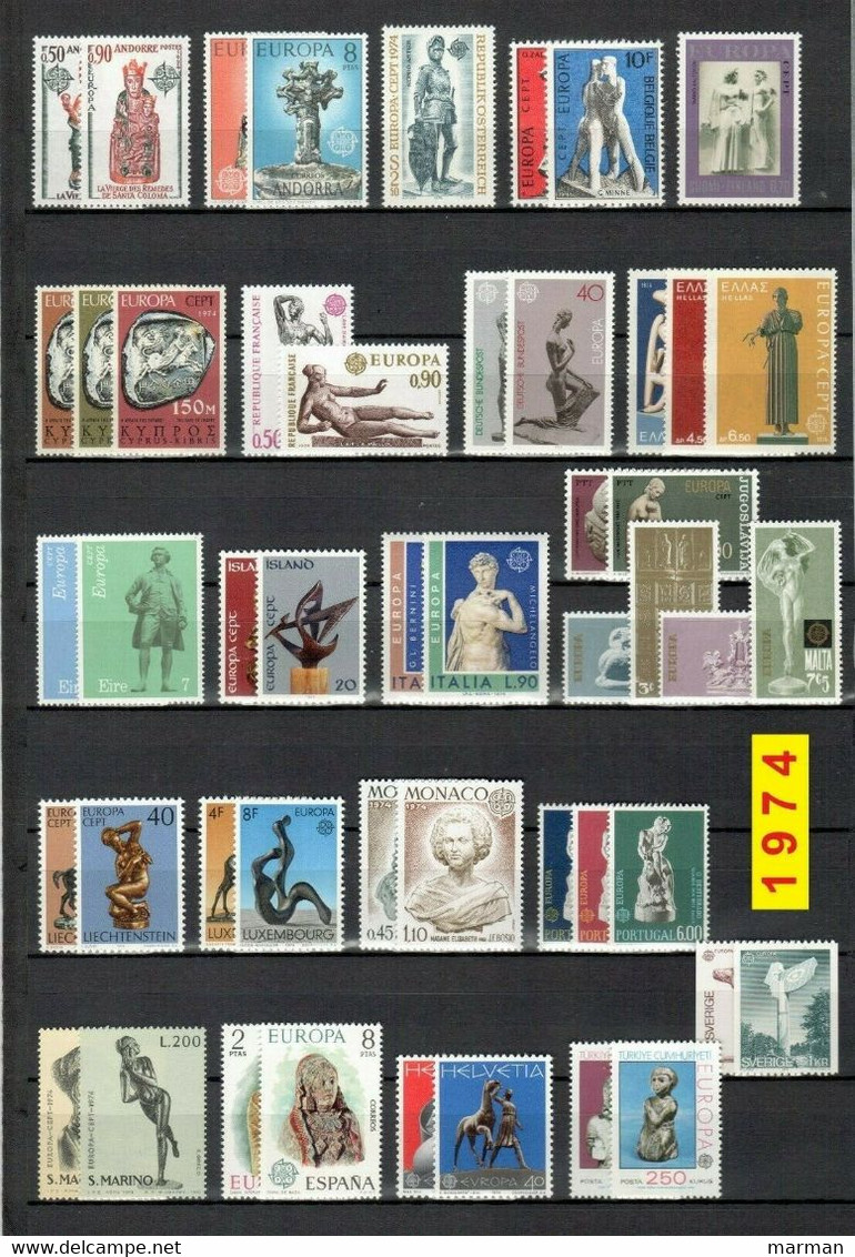 Europa CEPT 1974 Annata COMPLETA 49 Fbolli Nuovi **/MNH - Volledig Jaar