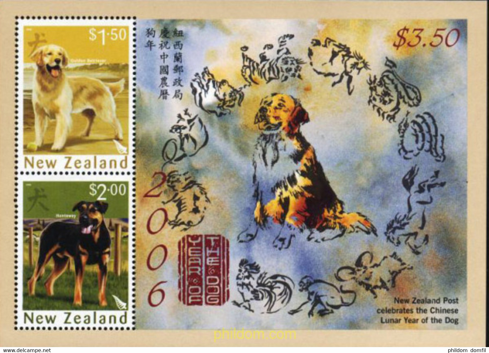 189350 MNH NUEVA ZELANDA 2006 AÑO LUNAR CHINO - AÑO DEL PERRO - Abarten Und Kuriositäten