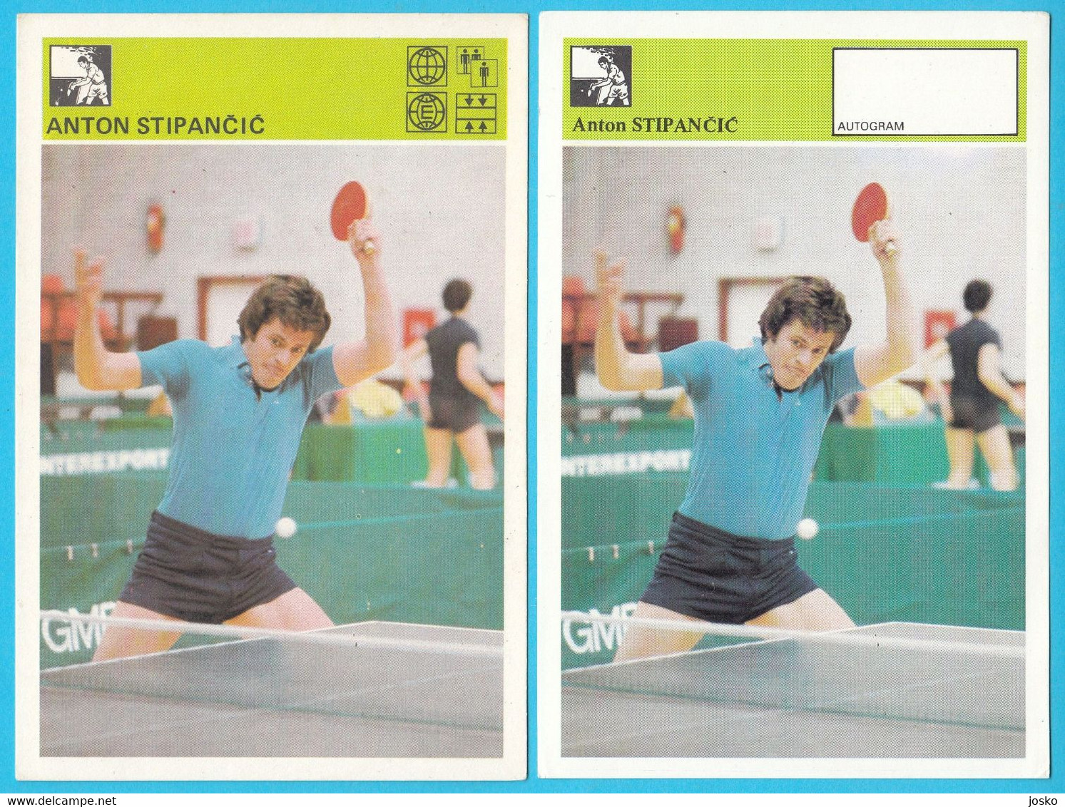 ANTON STIPANCIC (Table Tennis) Yugoslavia Trading Card Svijet Sporta TWO DIFFERENT MODELS Tennis De Table Tischtennis - Tafeltennis