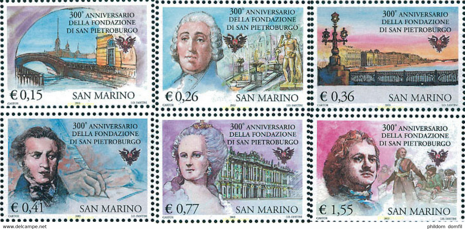 126529 MNH SAN MARINO 2003 300 ANIVERSARIO DE SAN PETERSBURGO - Gebruikt