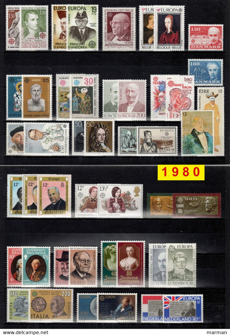 Europa CEPT 1980 Annata COMPLETA 67 Fbolli Nuovi **/MNH - Años Completos