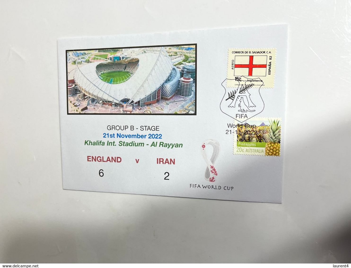 (2 M 39) FIFA World Cup Qatar 2022 - England V Iran - Cover With England Flag + OZ Stamp (21-11-2022) - 2022 – Qatar