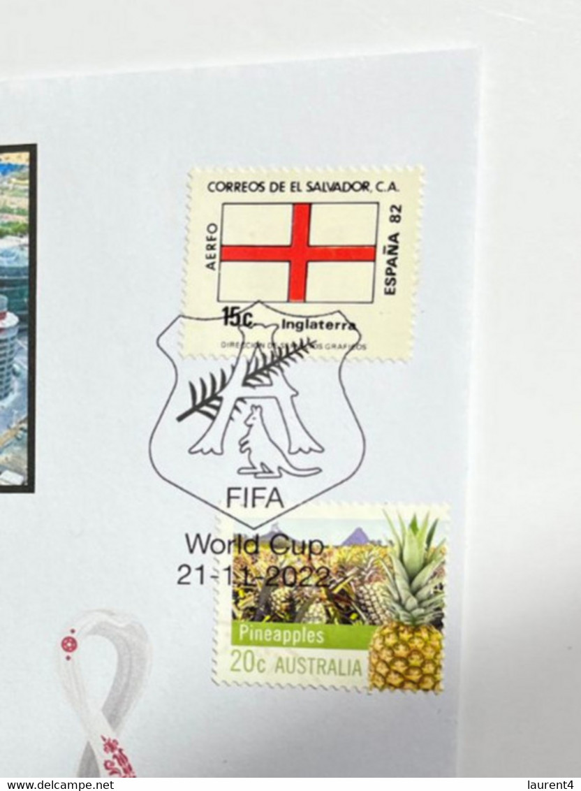 (2 M 39) FIFA World Cup Qatar 2022 - England V Iran - Cover With England Flag + OZ Stamp (21-11-2022) - 2022 – Qatar