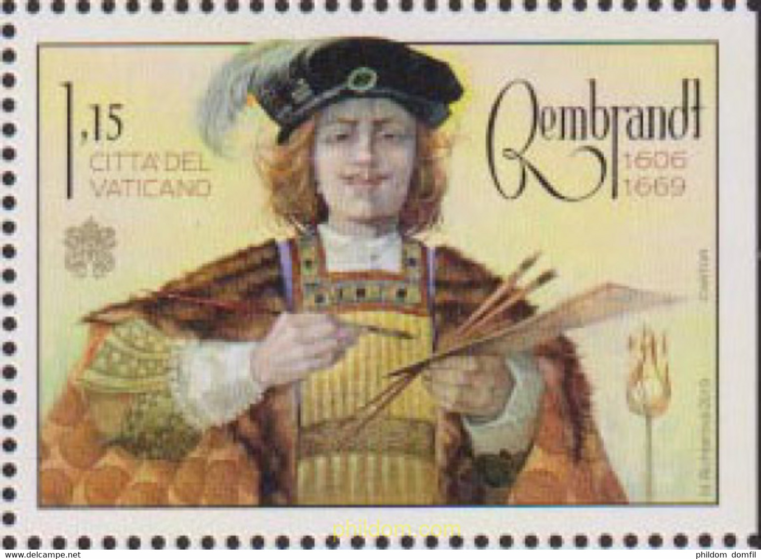 689459 MNH VATICANO 2020 350 ANIVERSARIO DE LA MUERTE DE REMBRANDT VAN RIJN - Usati