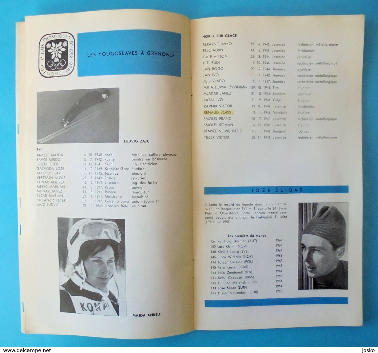 WINTER OLYMPIC GAMES GRENOBLE 1968 - Yugoslavia Team Guide JEUX OLYMPIQUES D'HIVER 1968 Olympia Olympiade Olimpici - Bekleidung, Souvenirs Und Sonstige