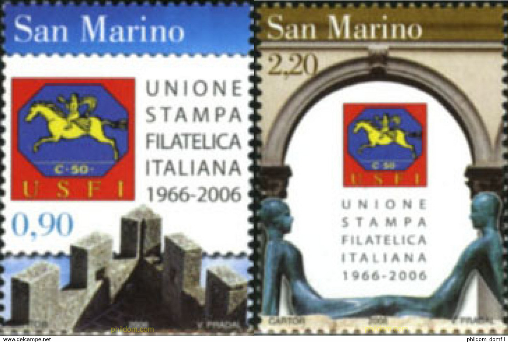 190424 MNH SAN MARINO 2006 40 ANIVERSARIO DE LA UNION FILATELICA ITALIANA - Gebruikt
