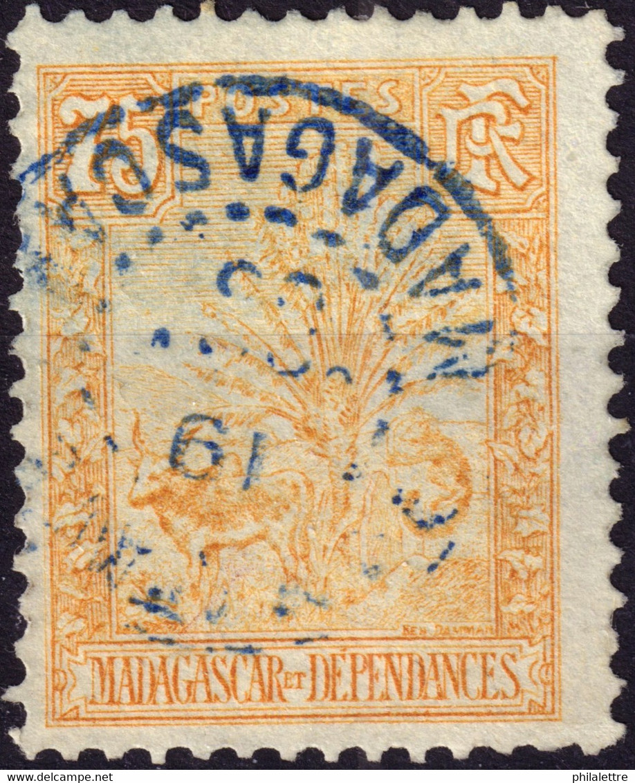 MADAGASCAR - 1903 - Yv.74 Type Ravenala 75c Jaune-orange Obl. Bleu ° - Voir Scans (c.42€) - Oblitérés