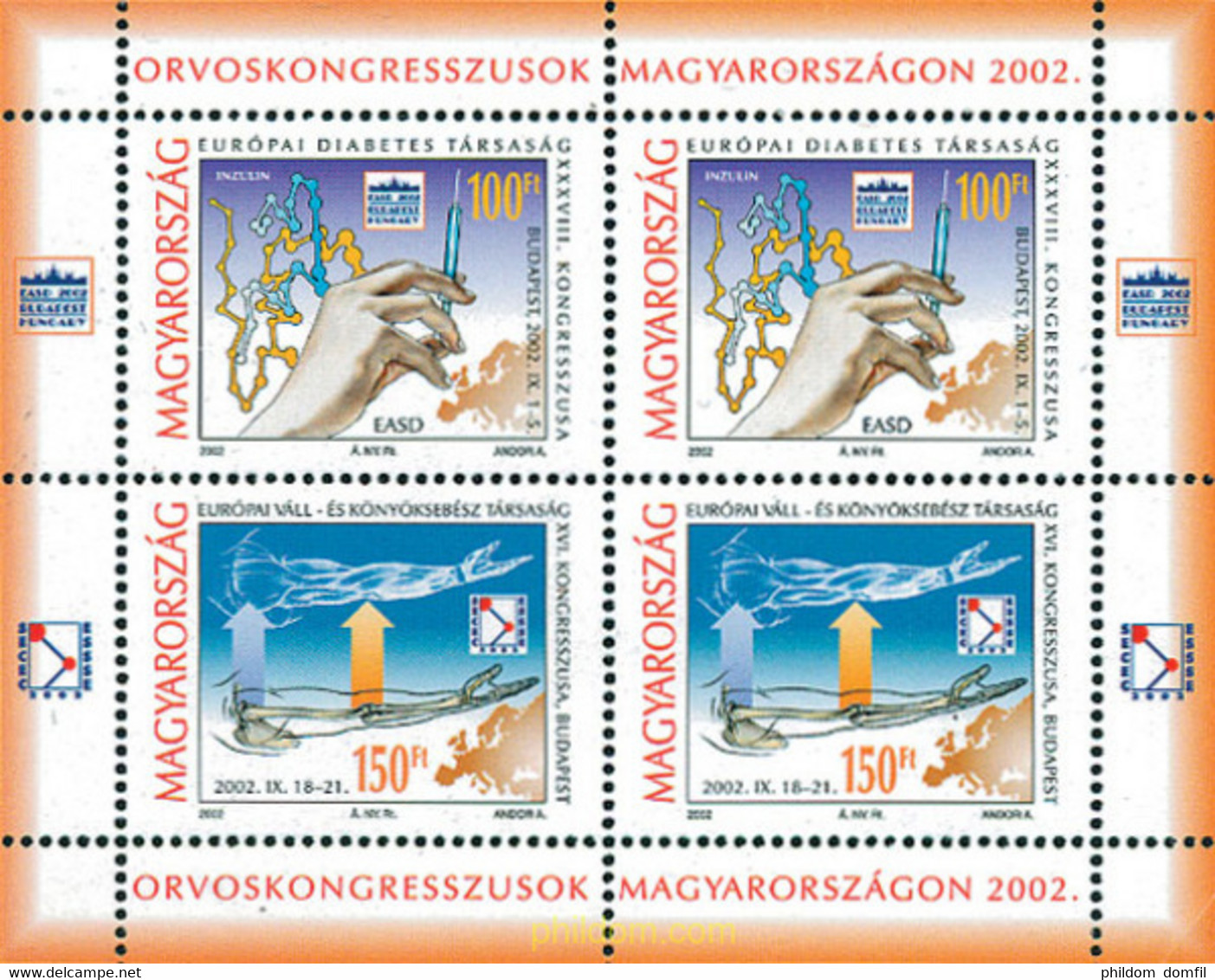 102025 MNH HUNGRIA 2002 CONGRESO EUROPEO DE DIABETES - Usado