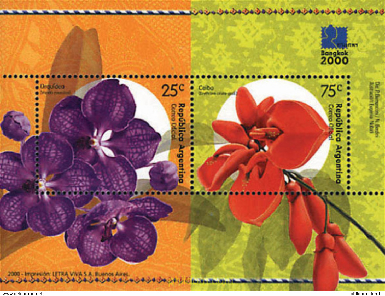 80379 MNH ARGENTINA 2000 BANGKOK 2000. EXPOSICION FILATELICA INTERNACIONAL - Gebraucht