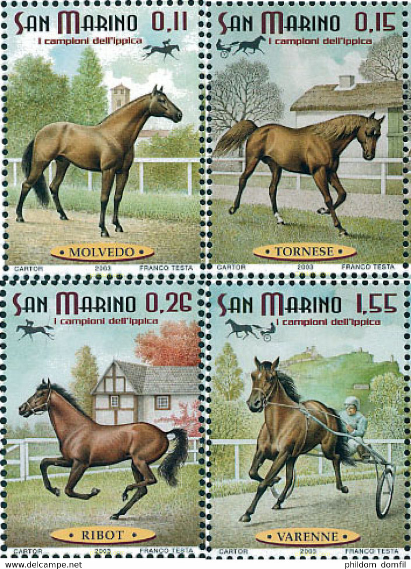 123752 MNH SAN MARINO 2003 CABALLOS CAMPEONES DE HIPICA - Gebruikt