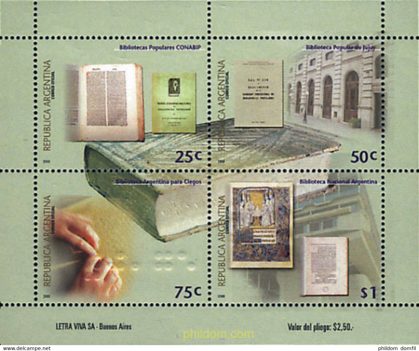 75821 MNH ARGENTINA 2000 BIBLIOTECAS - Gebraucht