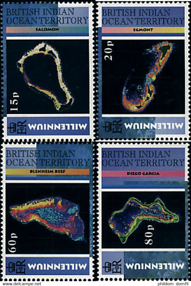 60331 MNH OCEANO INDICO BRITANICO 2000 MAPAS DE LAS ISLAS FOTOGRAFIADAS DESDE SATELITE - British Indian Ocean Territory (BIOT)