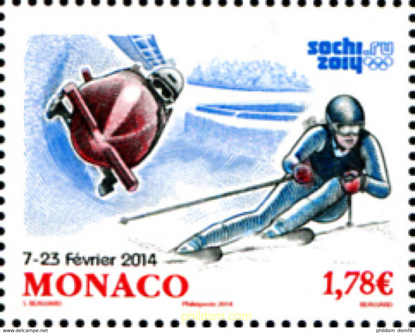 313623 MNH MONACO 2014 22 JUEGOS OLIMPICOS DE INVIERNO SOCHI 2014 - Otros & Sin Clasificación