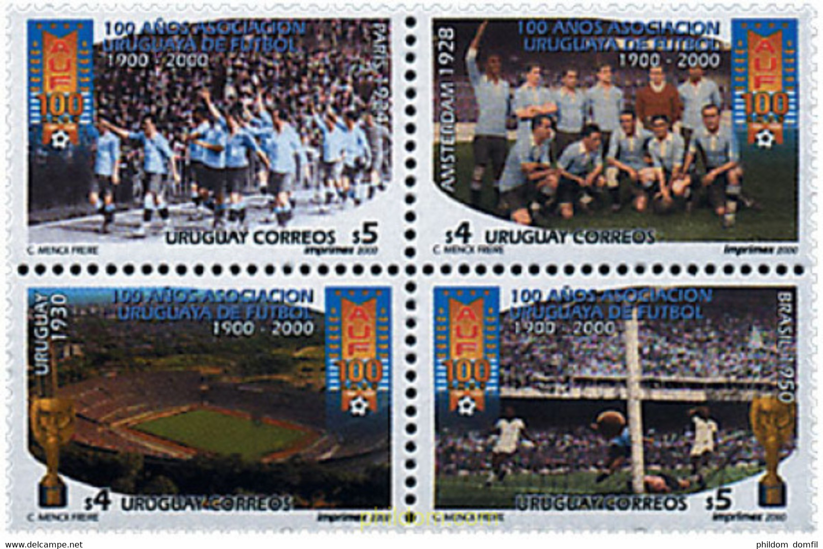 5137 MNH URUGUAY 2000 CENTENARIO DE LA ASOCIACION URUGUAYA DE FUTBOL - Ete 1924: Paris