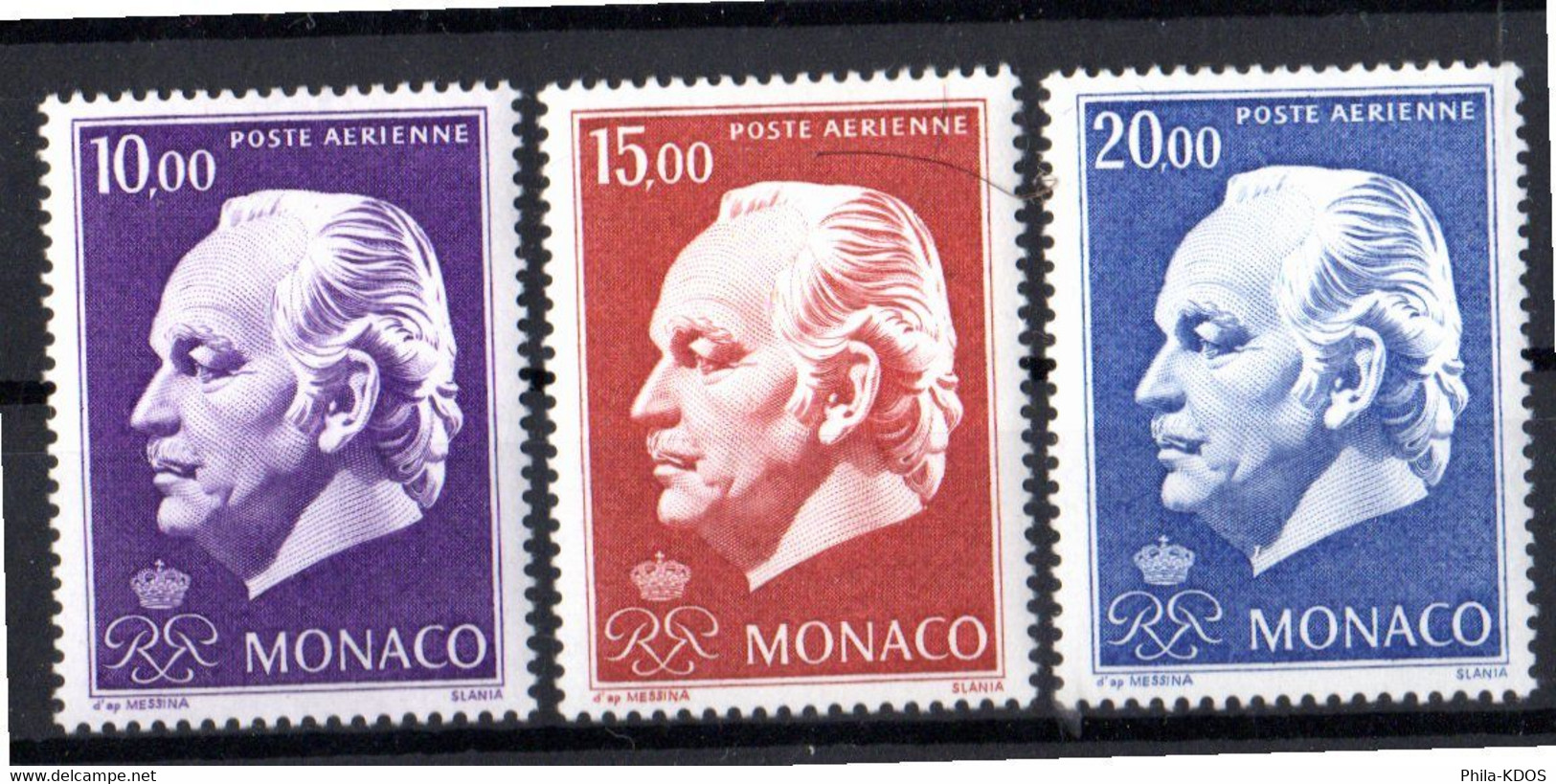 (Faciale 6.86 €) " PRINCE RAINIER III " Sur 3 Timbres Neufs ** MNH De MONACO. N° YT PA 97  à 99 - Aéreo