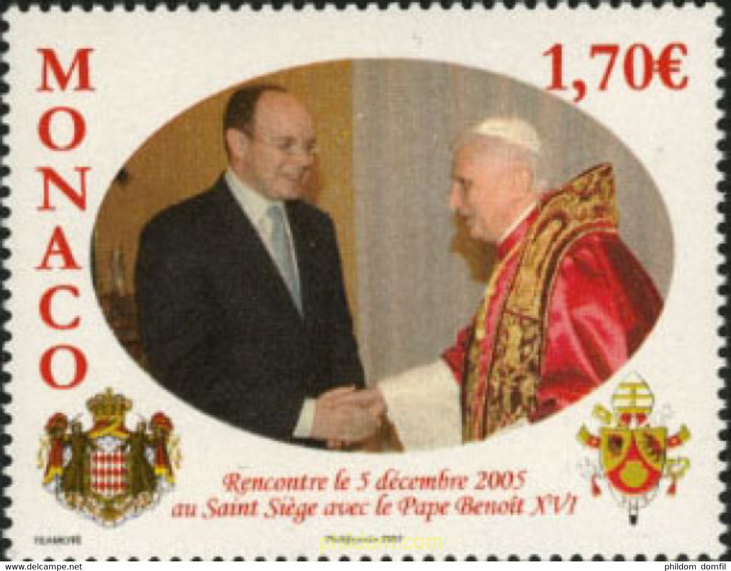 198891 MNH MONACO 2006 ENCUENTRO DE ALBERTO DE MONACO CON EL PAPA BENEDICTO XVI - Altri & Non Classificati