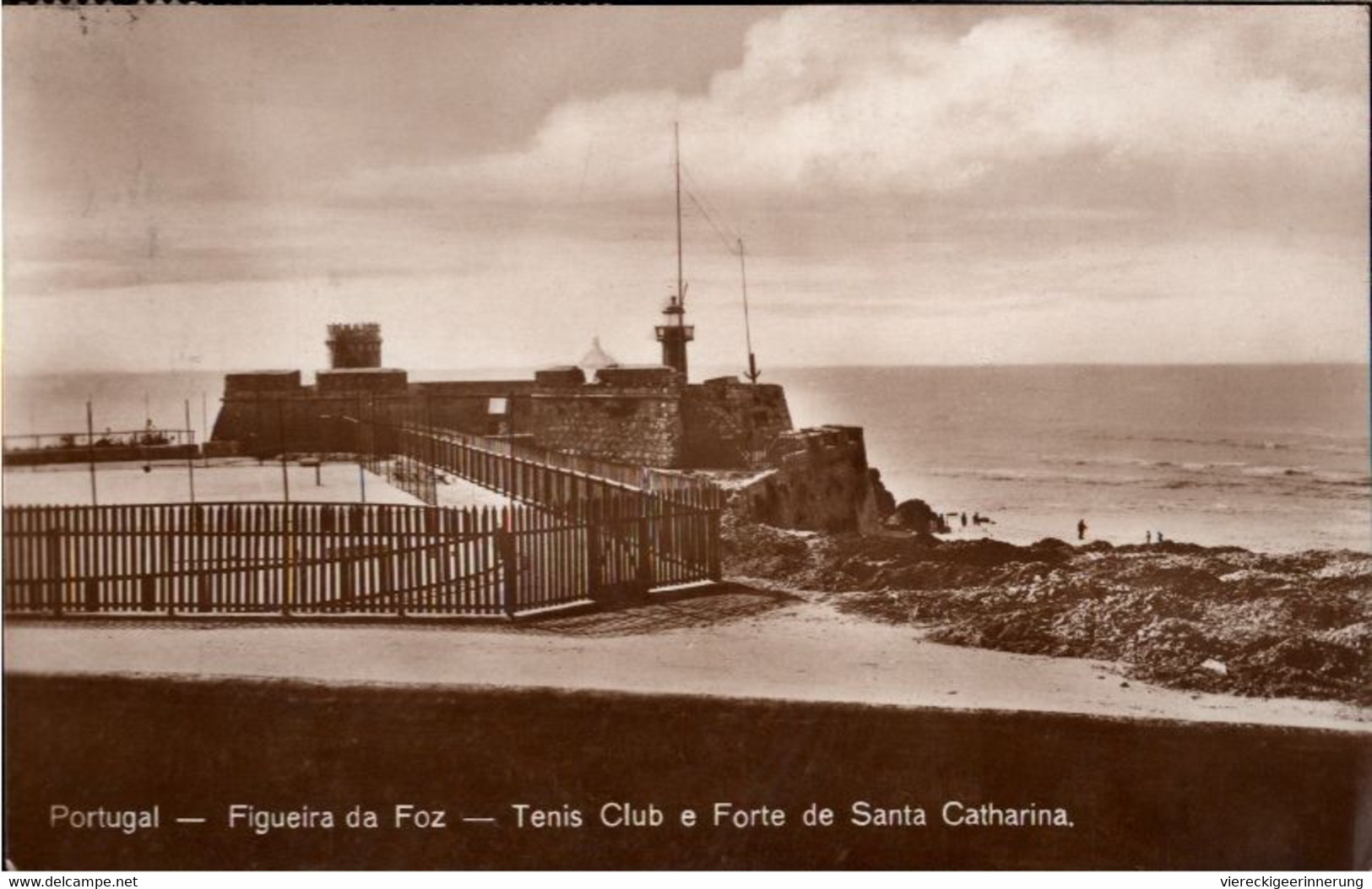 ! Old Postcard Portugal Figueira Da Foz, Tennis Club, Forte De Santa Catharina - Tennis