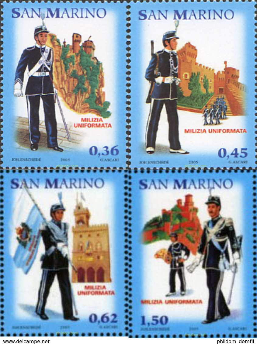 167272 MNH SAN MARINO 2005 UNIFORMES DE LA MILICIA SANMARINENSE - Oblitérés