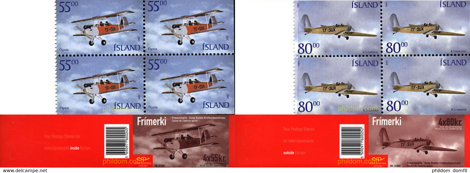 2213 MNH ISLANDIA 2001 AVIONES ANTIGUOS - Verzamelingen & Reeksen