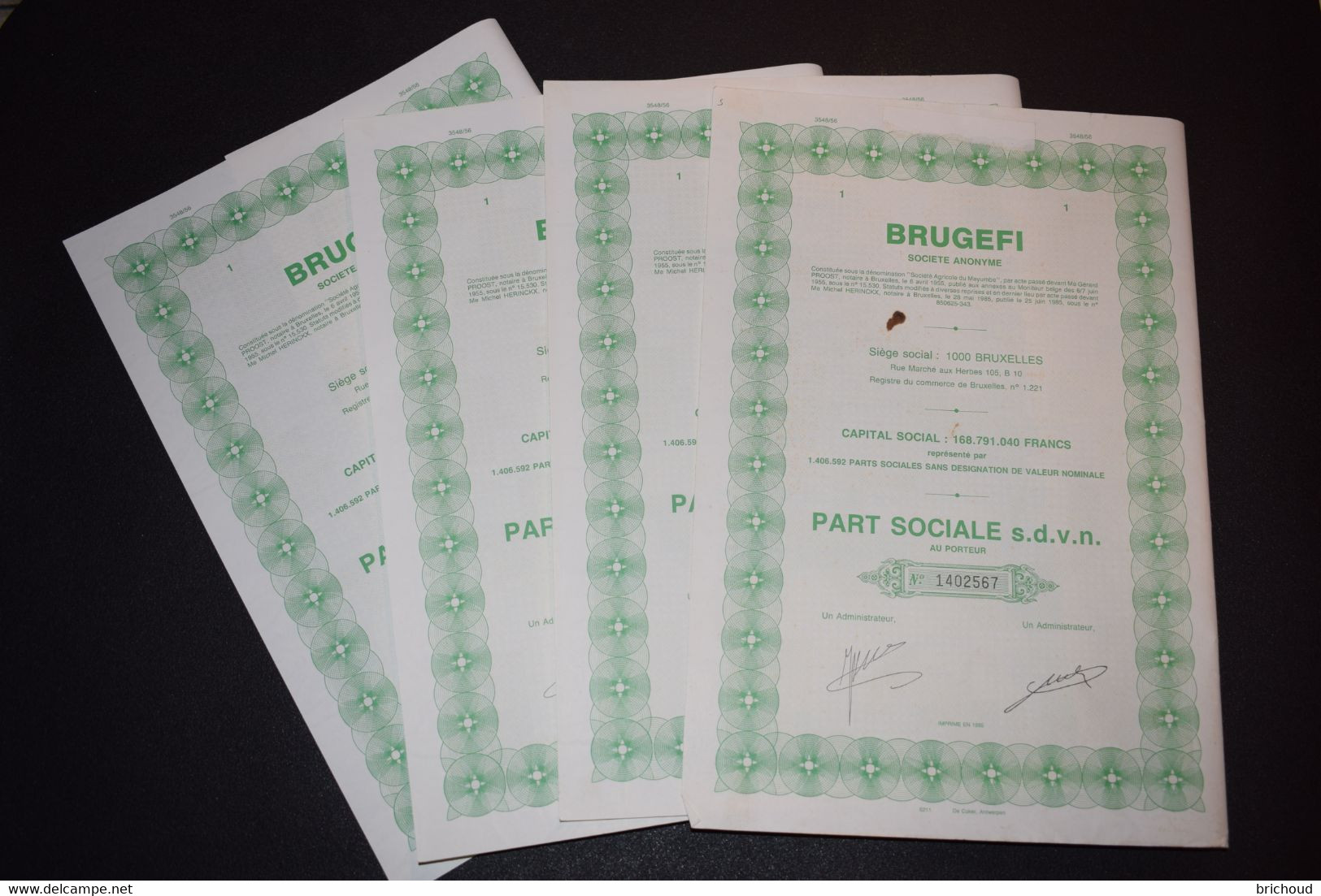 4 Actions Brugefi Société Agricole De Mayumbe Afrique 1 Parts Sociales 1985 - Agriculture