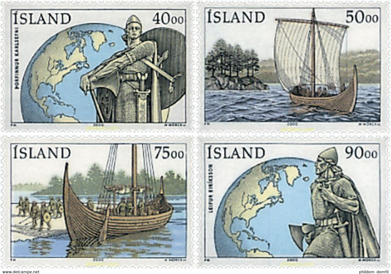 49217 MNH ISLANDIA 2000 DESCUBRIMIENTO DE AMERICA DEL NORTE POR LOS VIKINGOS EN EL AÑO 1000 - Lots & Serien