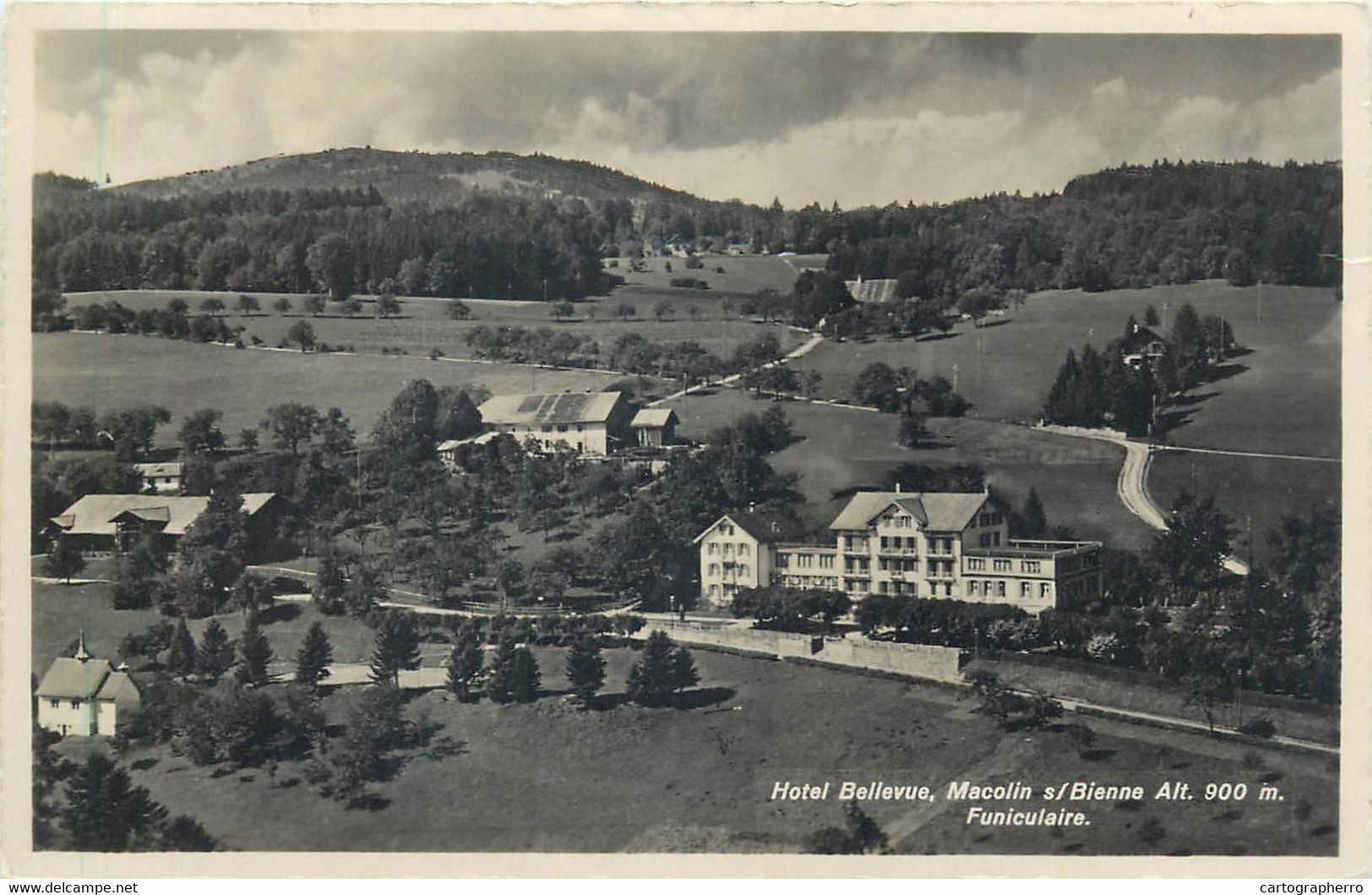 Switzerland Postcard Hotel Bellevue Macolin Funiculaire 1944 - Bellevue