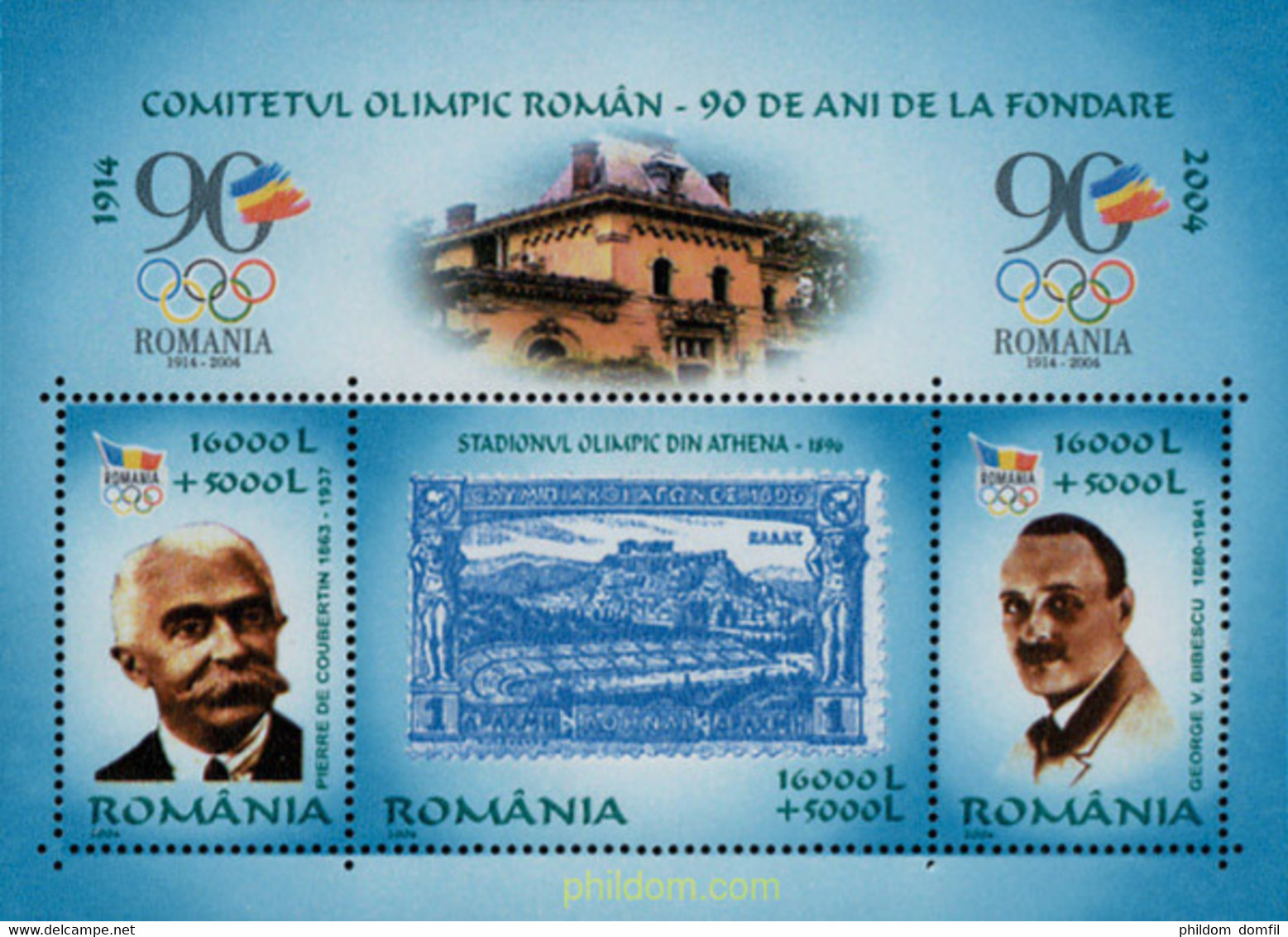 139771 MNH RUMANIA 2004 90 ANIVERSARIO DEL COMITE OLIMPICO RUMANO - Verano 1896: Atenas