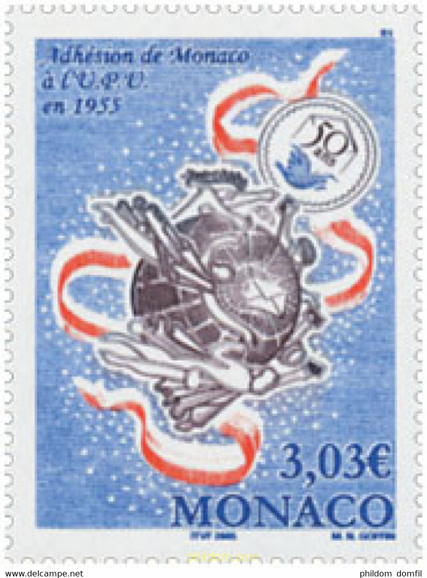 161332 MNH MONACO 2005 50 ANIVERSARIO DE LA ADHESION A LA UPU - Other & Unclassified