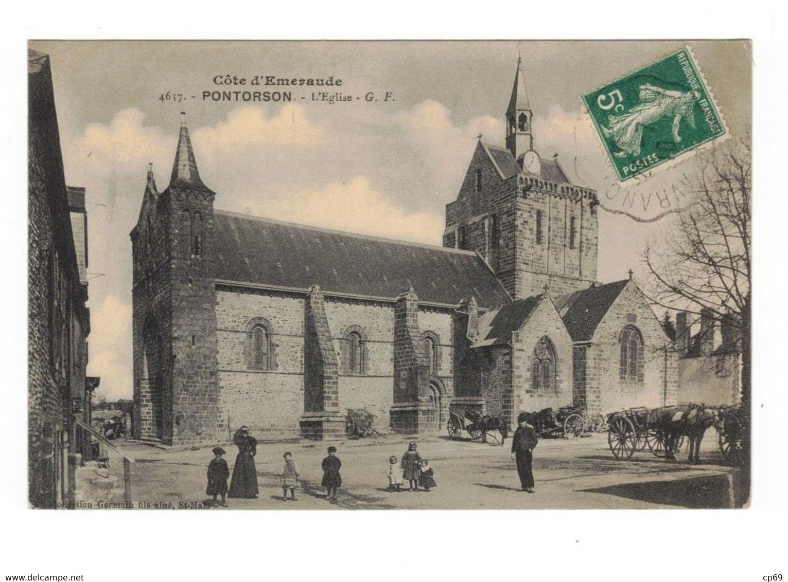 Pontorson L'Eglise 教会 Church Kirche Chiesa Iglesia Manche 50170 N°4637 Cpa Voyagée En 1910 En TB.Etat - Pontorson