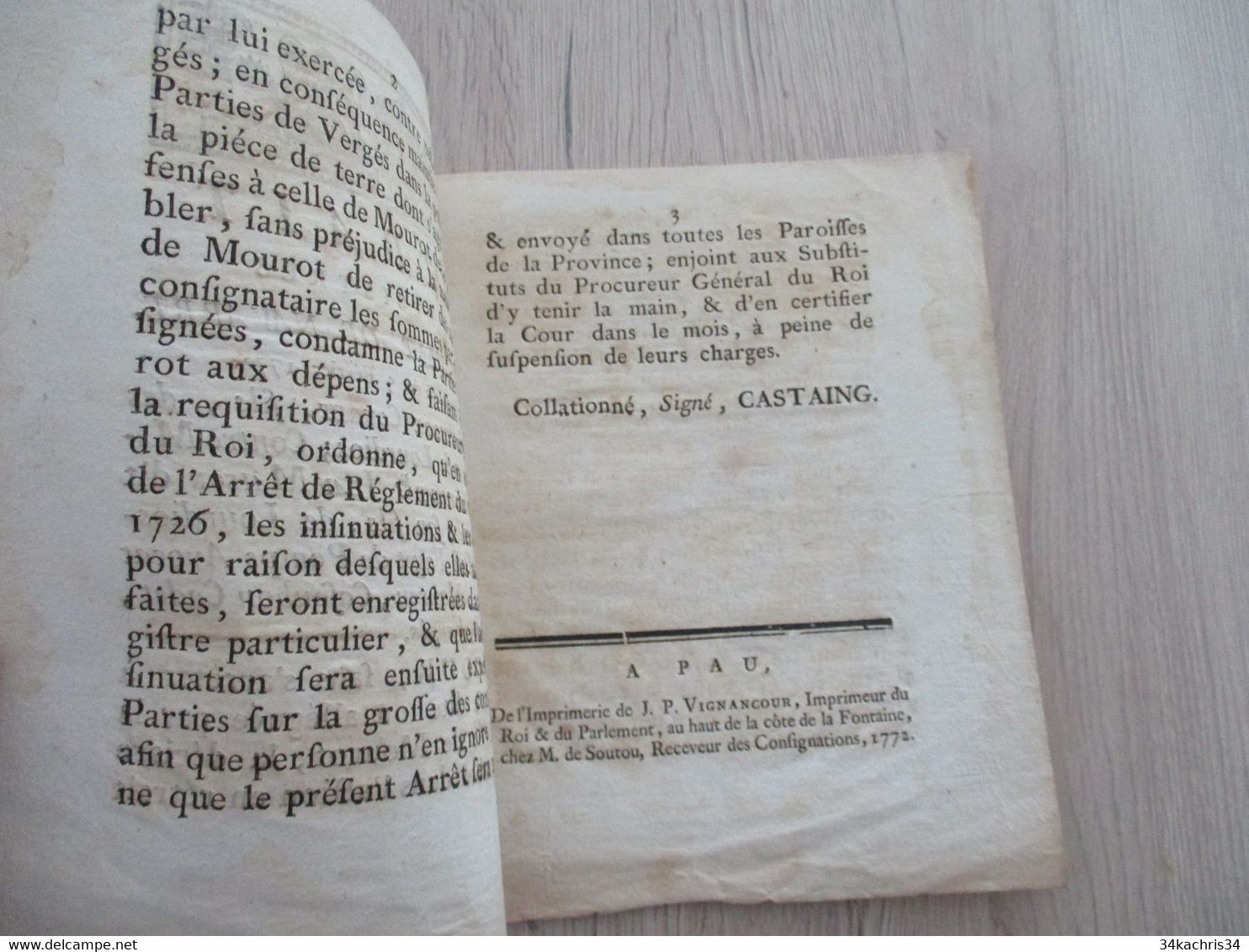 Registre Du Parlement De Navarre Du 05/02/1772 Couret De Lourdios Contre  Maisonnave Affaire De Terre - Gesetze & Erlasse