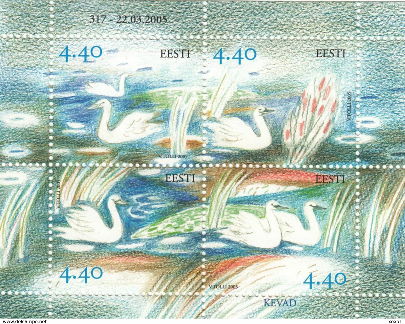Estonia 2005 MiNr. 509 - 512(Block 22) Estland Birds Mute Swans Seasons Spring 1 S/sh MNH** 2.80 € - Cisnes