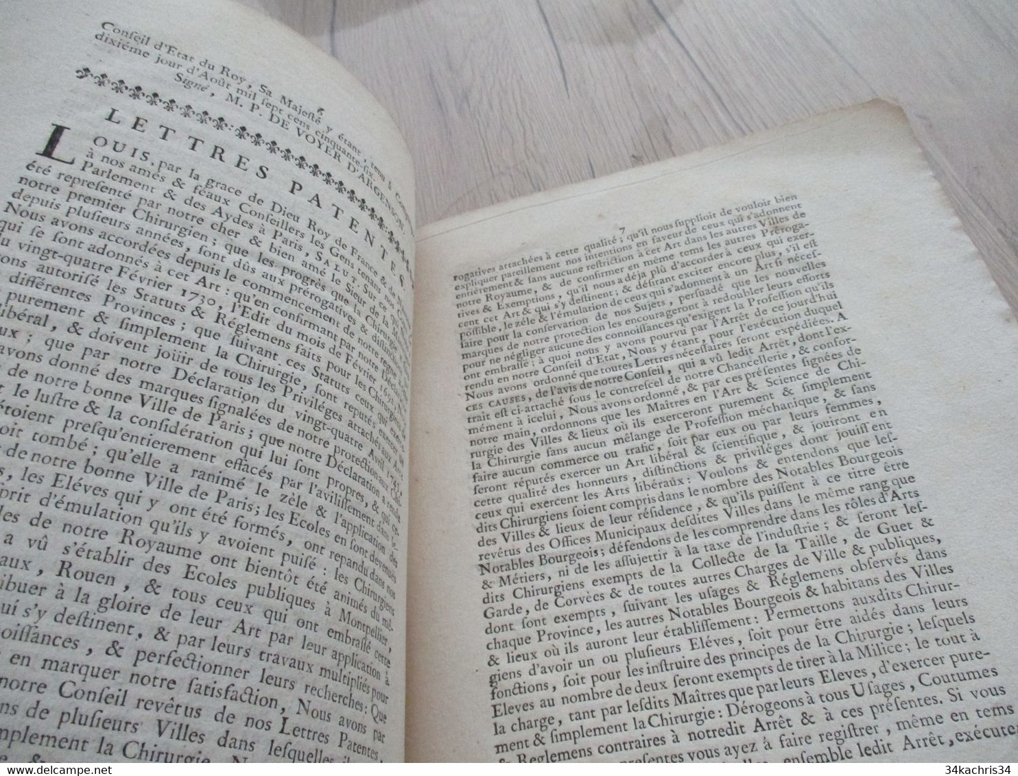 Arrest Du Conseil D'Etat Du Roi 10/08/1756 Sur Icelui Orléans Chez Jacob Privilèges Des Chirurgiens Médecine - Decrees & Laws