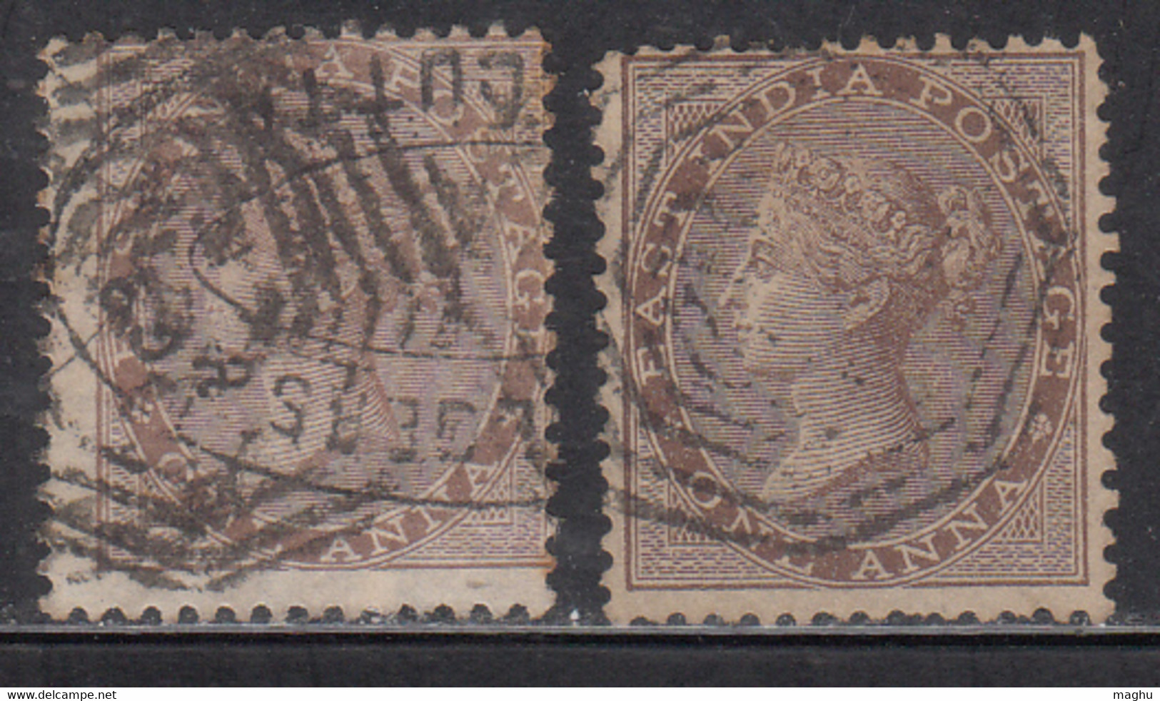 Shades Varieties, British East India Used 1856, No Wartermark, One Anna Shades, - 1854 Compañia Británica De Las Indias