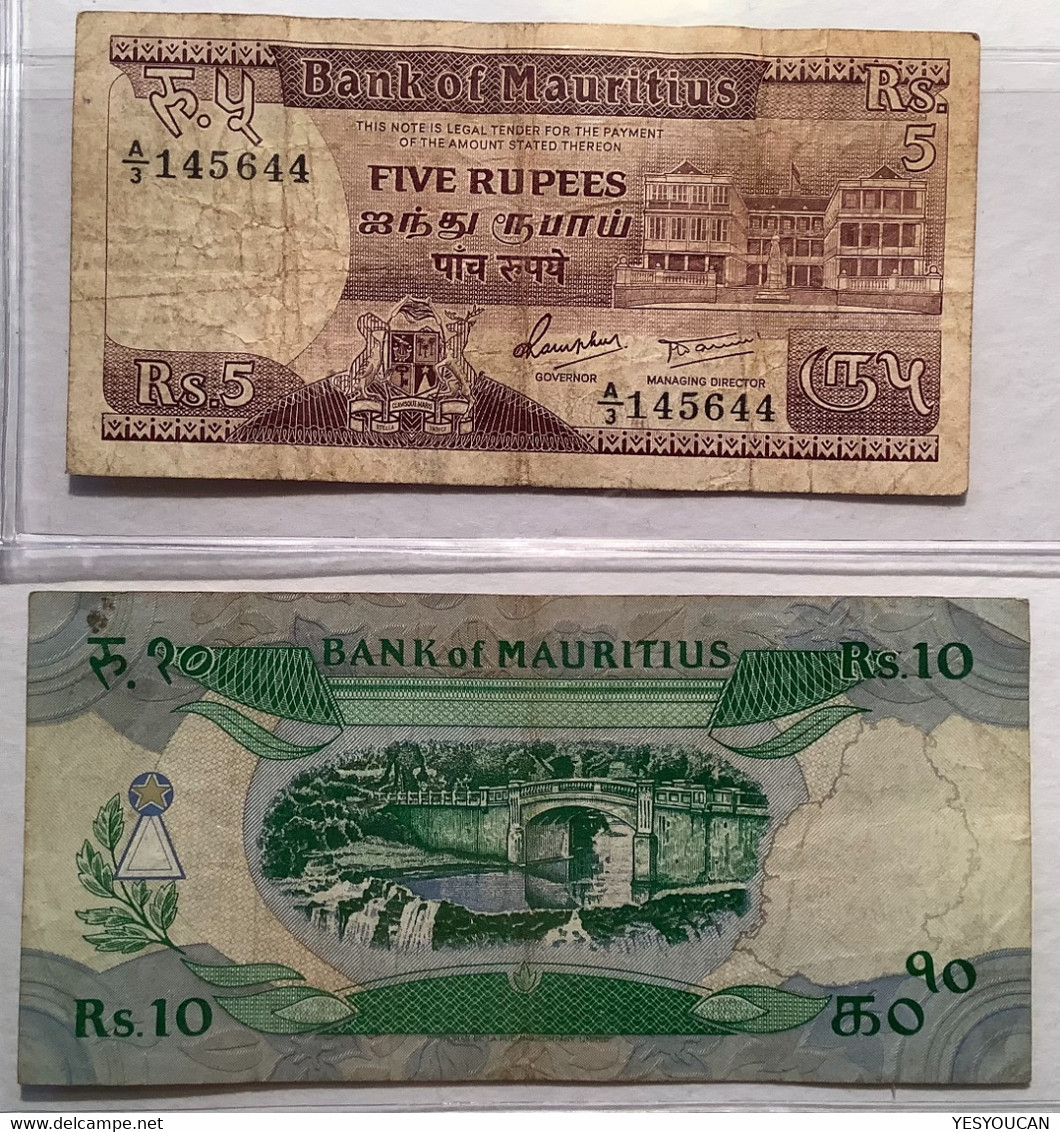 Bank Of Mauritius 1985-1991 ND: 5, 10, 100, 200 Rs P.34-35a-38-39a FINE-XF (Rupees Banknote Billet Commonwealth - Mauritius