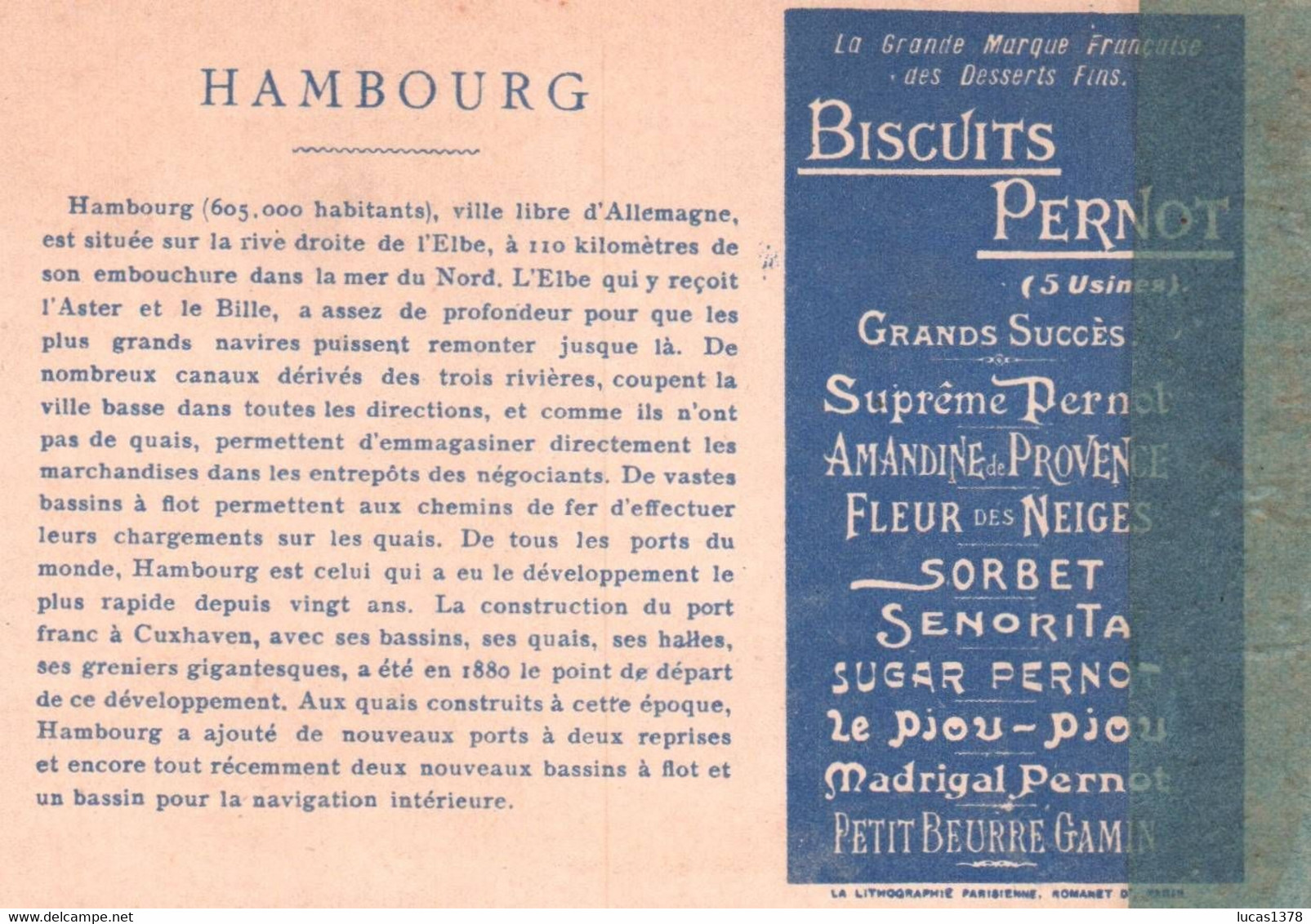 CHROMO / BISCUITS PERNOT / LES GRANDS PORTS DU MONDE / HAMBOURG - Pernot