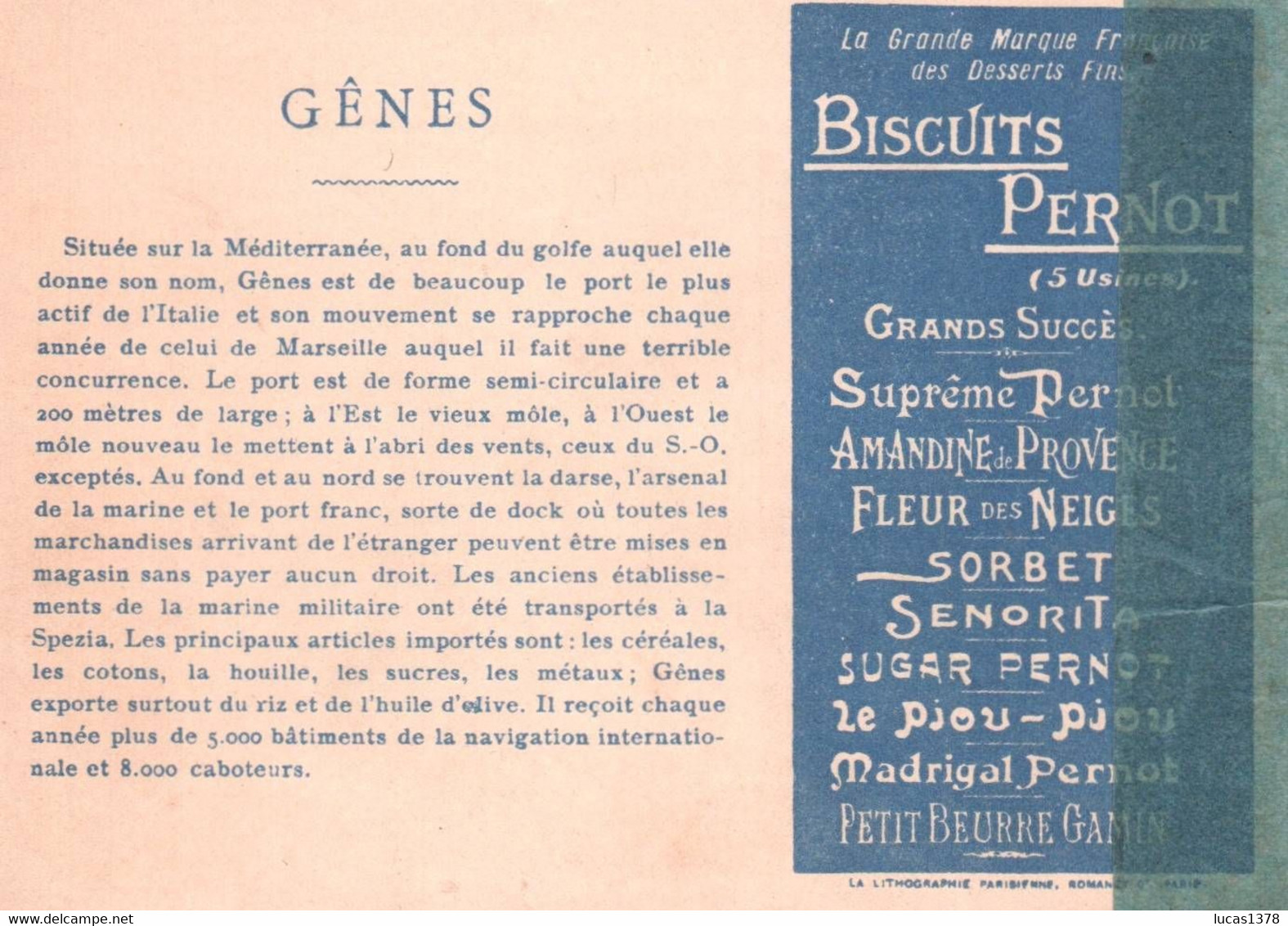 CHROMO / BISCUITS PERNOT / LES GRANDS PORTS DU MONDE / GENES - Pernot