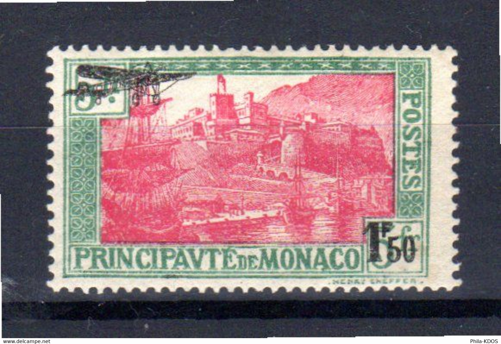 " PORT DE MONACO Surchargé 1 F 50 " Sur Timbre Neuf ** MNH De MONACO. N° YT PA 1. A Saisir !!! - Poste Aérienne