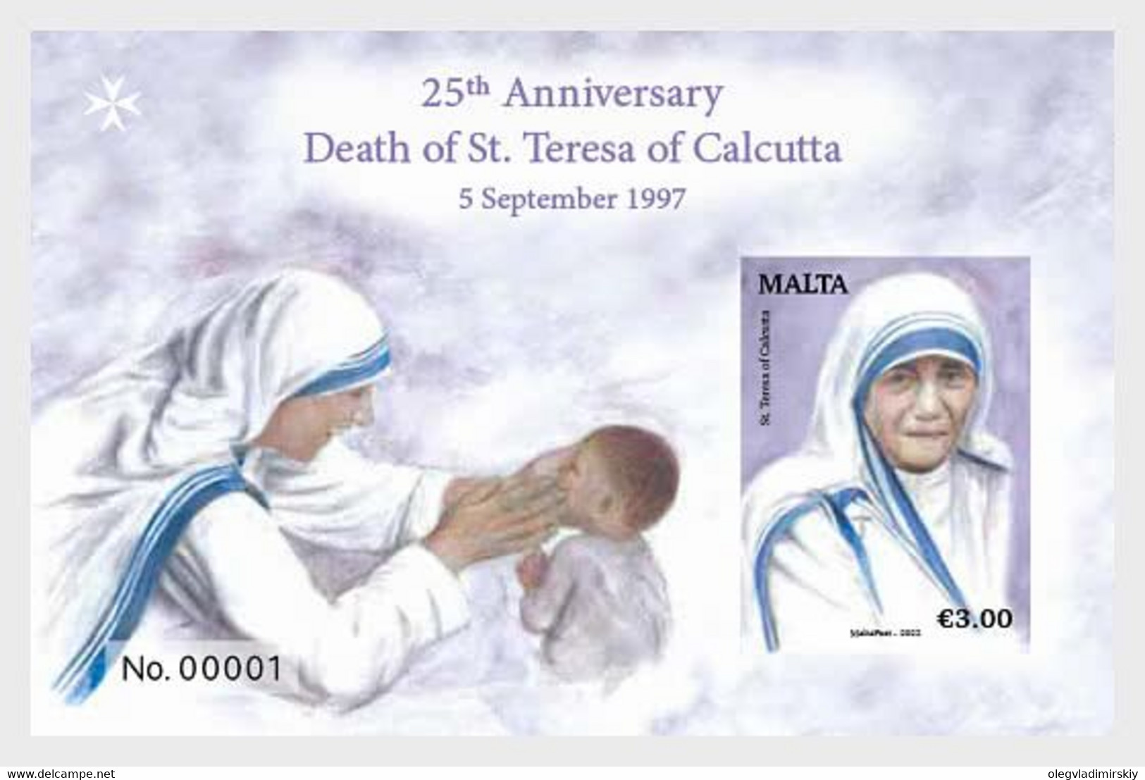 Malta 2022 25th Anniversary Death Of St. Teresa Of Calcutta 5 September 1997 Block - Mutter Teresa