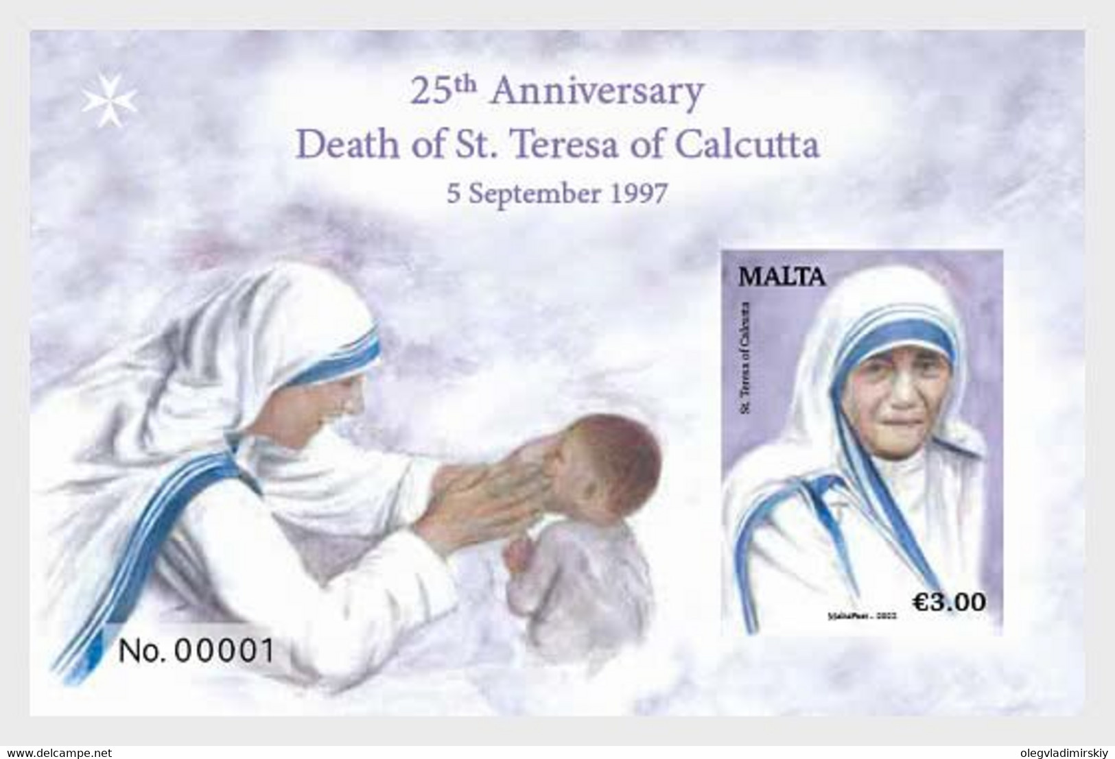 Malta 2022 25th Anniversary Death Of St. Teresa Of Calcutta 5 September 1997 Block - Mère Teresa