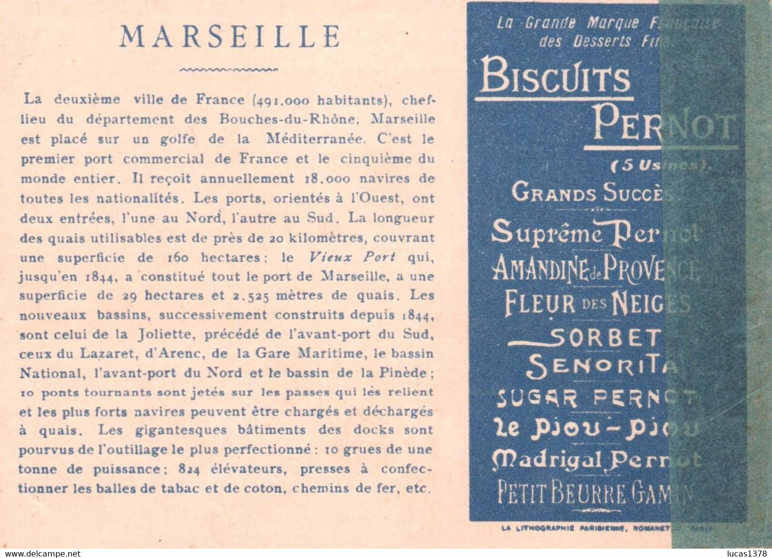 CHROMO / BISCUITS PERNOT / LES GRANDS PORTS DU MONDE / MARSEILLE - Pernot