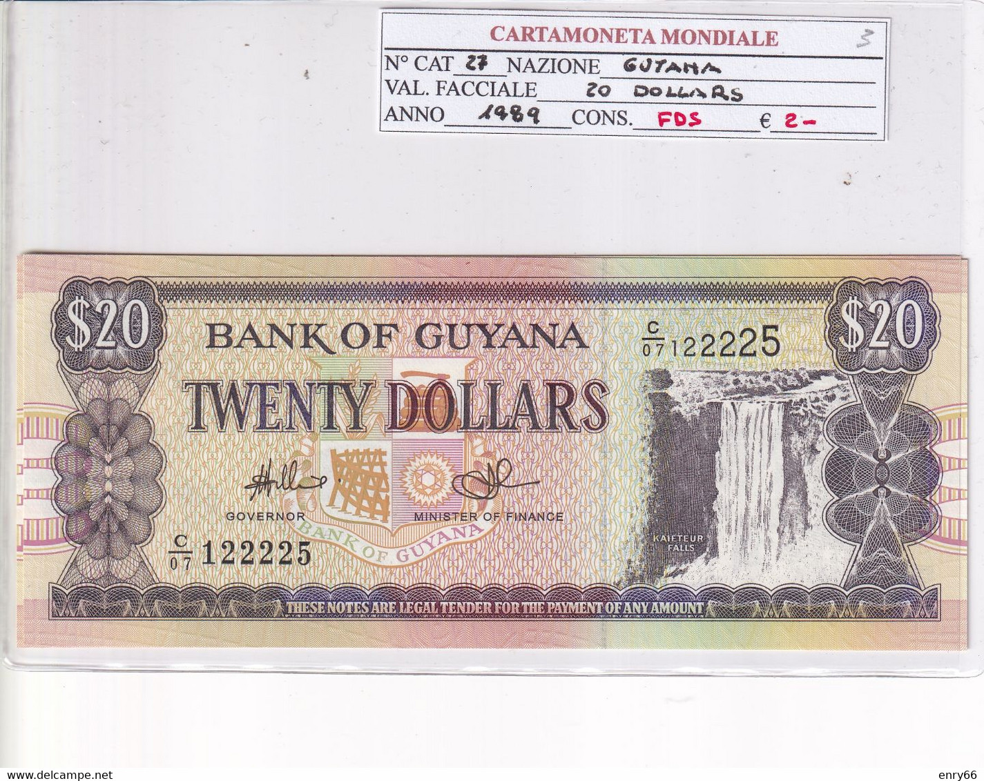 GUYANA 20 DOLLAR 1989 P27 - Guyana