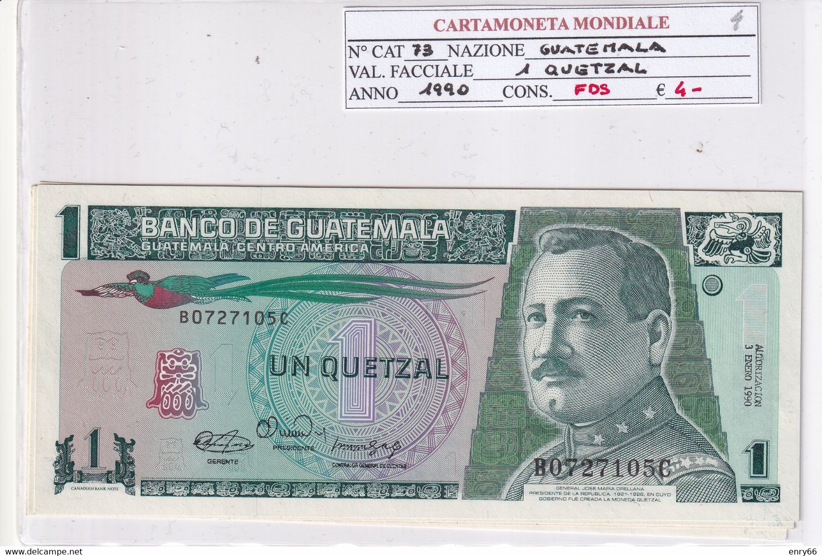 GUATEMALA 1 QUETZAL 1990 P73 - Guatemala