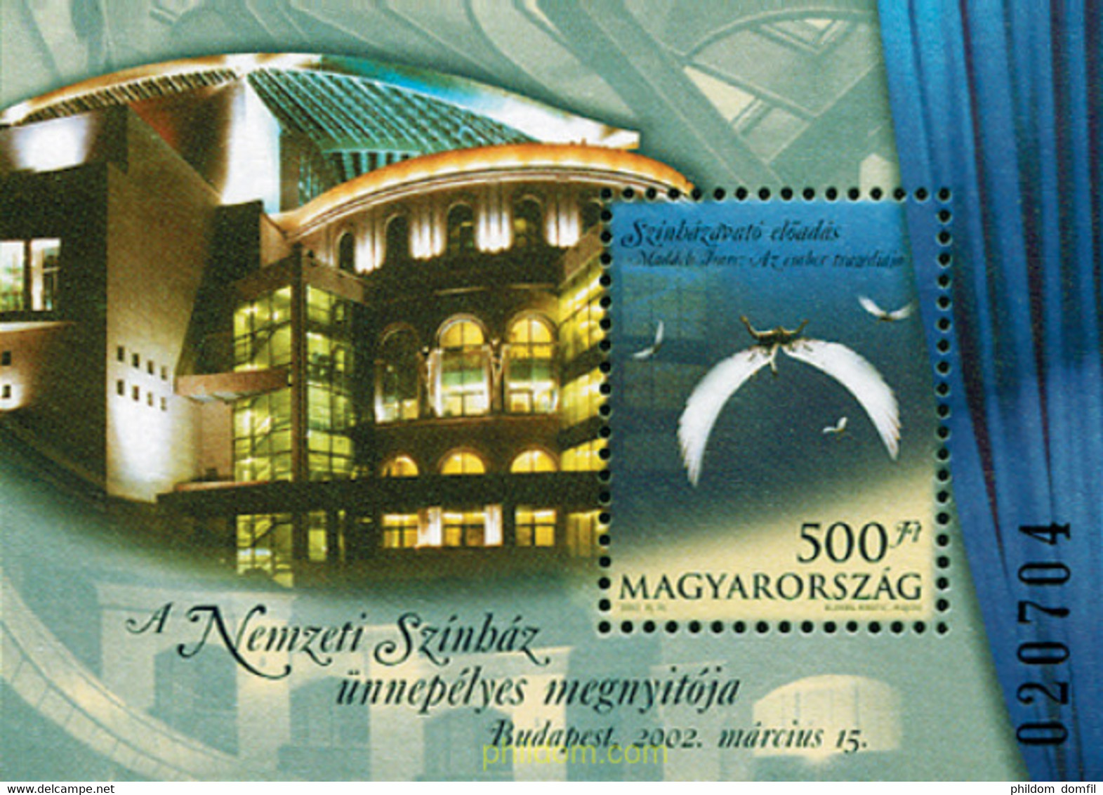 98622 MNH HUNGRIA 2002 NUEVO TEATRO NACIONAL - Usado