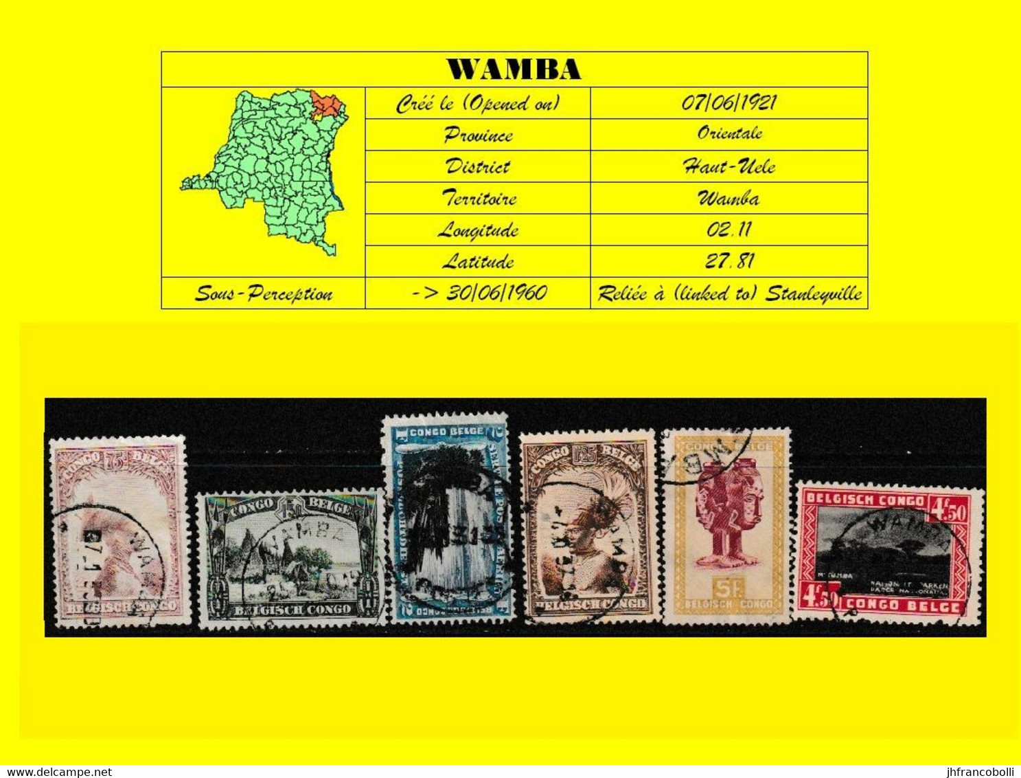 (°) BELGIAN CONGO / CONGO BELGE =  WAMBA CANCELATION STUDY 6 STAMPS VARIA 1930/1947 [B] - Variétés Et Curiosités