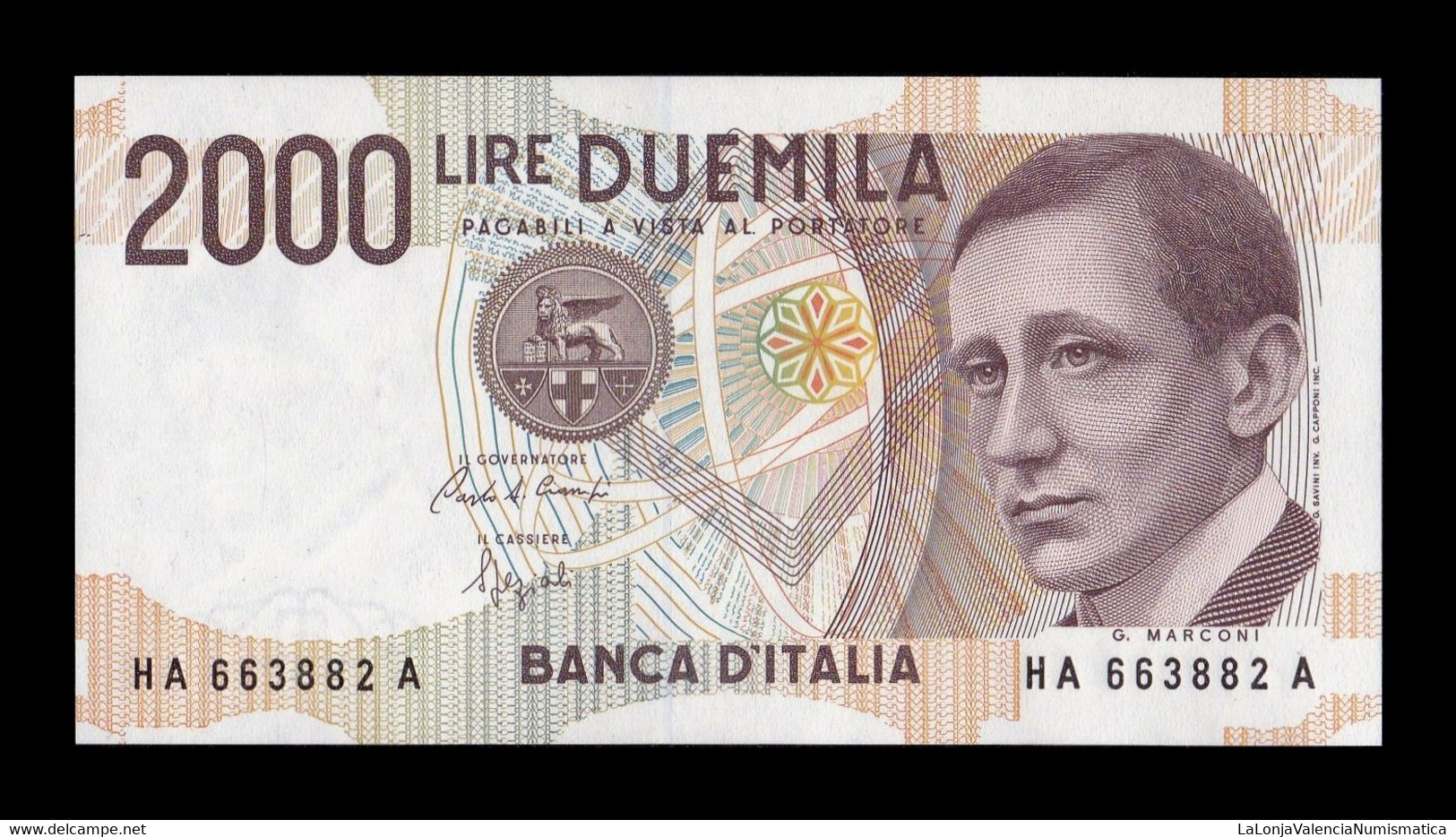 Italia Italy 2000 Lire Guglielmo Marconi 1990 Pick 115 SC UNC - 2000 Lire