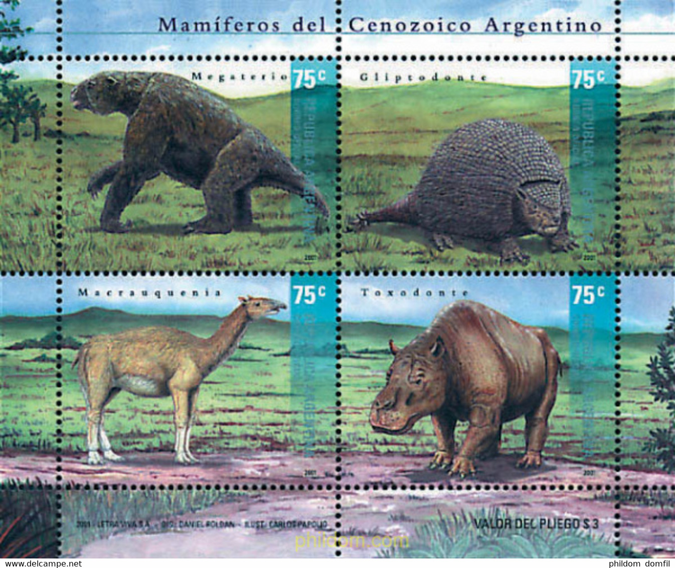 97507 MNH ARGENTINA 2001 MAMIFEROS DEL CENOZOICO ARGENTINO - Gebraucht